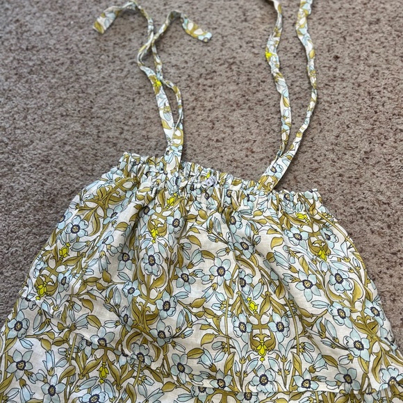 Made in Italy Colorful Floral 100% Linen Ruffle Adjustable Tie Strap Beach Top M - Picture 6 of 10